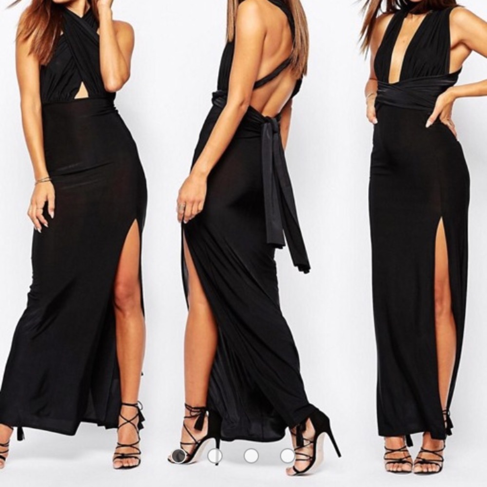 Missguided multi wrap black dress